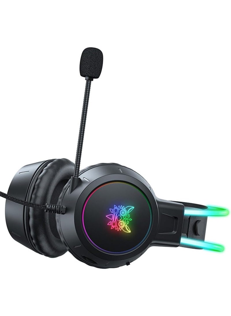 onikuma X15 Pro RGB Wired Gaming Headset with Noise Cancelling Microphone, 50mm Stereo Surround Sound Drivers, Adjustable Suspension Headband, Comfortable Over-Ear Headphones for PC, PS4 and Xbox - Image 2